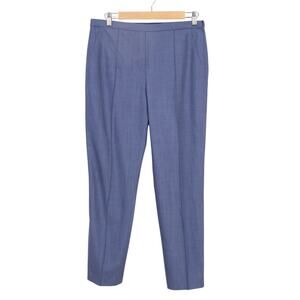 Elie Tahari Virgin Wool Blend Straight Tapered Leg Trouser Pant Blue Size 10